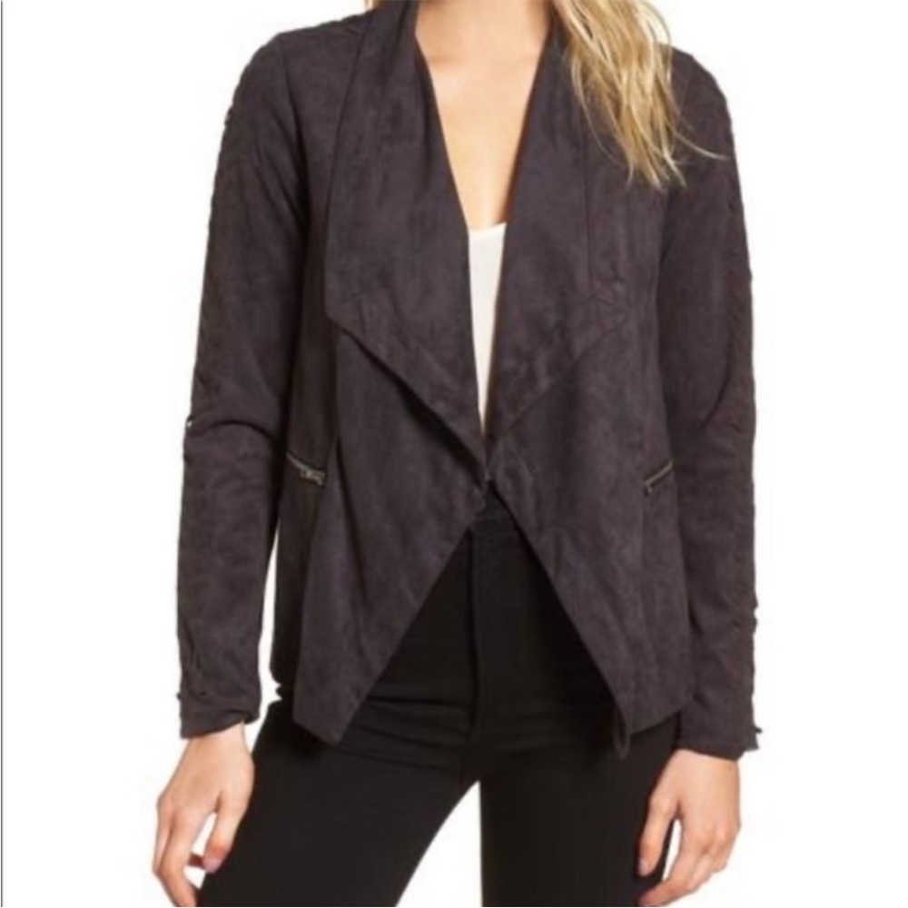 NWT cupcakes and cashmere Doris Braided Detail Faux Suede Blazer Charcoal Sz XS